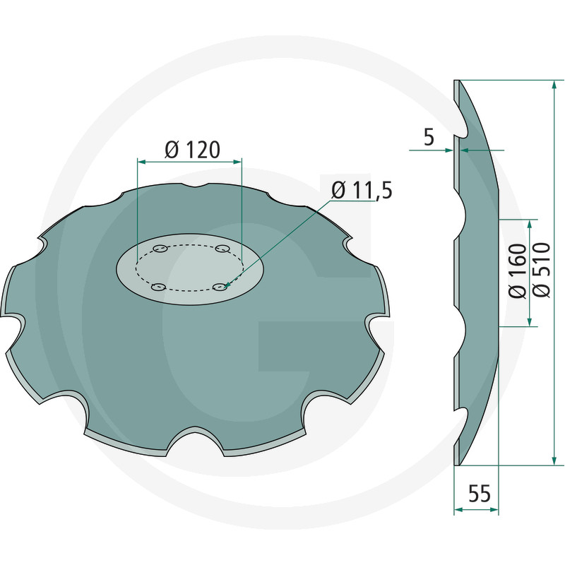 F40 TALER DISC CRESTAT 78201966 AMAZONE 510*5 9 DINTI ORIFICIU 120MM